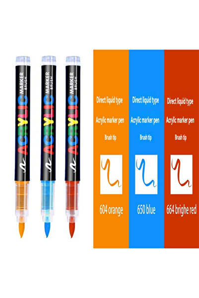 Choice9 3Pcs color set A 3Pcs Acrylic White/Black/Red/Blue Marker Brush Pens ...