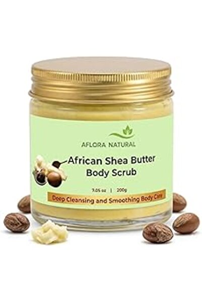 AFLORA Sugar Scrub with African Shea Butter, 200g, Ultra-Nourishing Body Exfo...