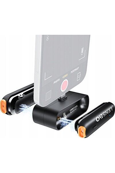 LENSGO Microfon 2x Microfon wireless lavalieră 50m pentru telefon iPhone Ligh...
