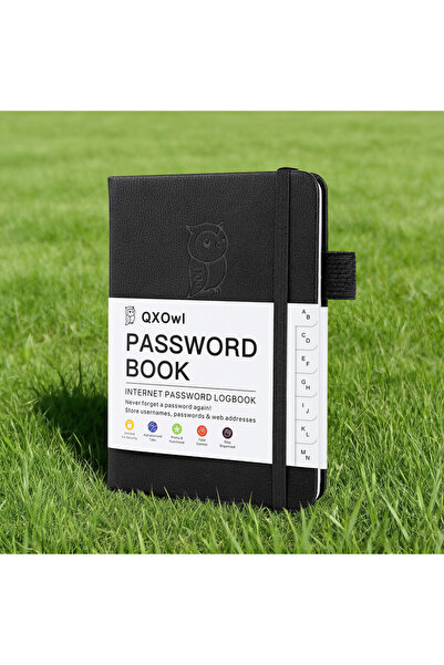Choice A6 Black Password Book with Alphabetical tabs. Hardcover Password Keep...