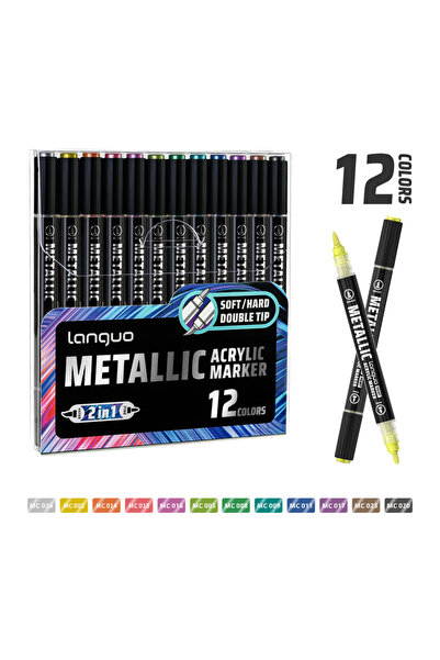 Choice1 12 Colors LanGuo 12/24/48Color Dual Tip Acrylic Paint Marker Set Prof...