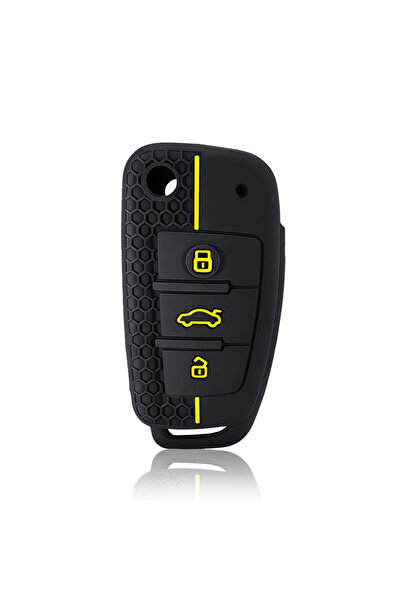 Choice1 Yellow Line New Hot 3 Button Silicone Key Case Cover Shell for Audi A...