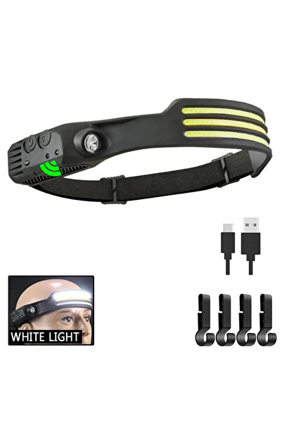 choice2 مصباح رأس LED فائق السطوع بتقنية COB مع مستشعر حركة، كشاف عمل قابل لإ...
