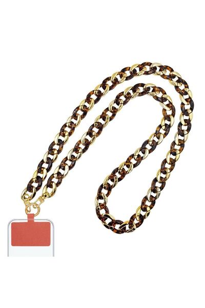 Sonique Κολιέ Λουράκι Golden Charm Ακρυλικό 120cm για Κινητό Καφέ