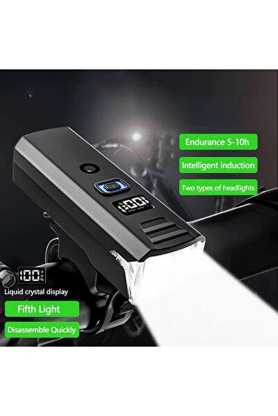 Choice ضوء دراجة LED أسود جديد بقوة 1000 لومن مع شاشة عرض للطاقة وشحن USB، مص...