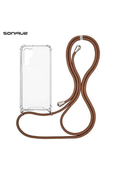 Sonique Θήκη Σιλικόνης με Κορδόνι Armor Clear Huawei P30 Pro Καφέ