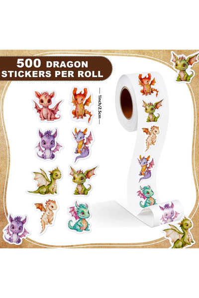 Choice H0982-1inch Dinosaur Rolls Small Stickers 500Pcs Cute Circle Teacher S...
