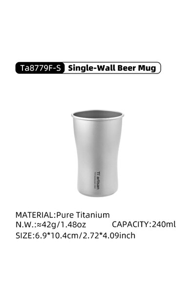 Choice3 240ML Tiartisan Pure Titanium Single-layer Beer Mug Outdoor Camping U...