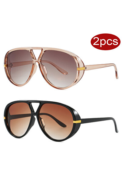 Choice 2pcs z03 Hiking 2pcs Oversized Pilot Oval Frame Anti Light Glasses Wom...