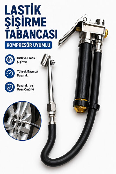 Badem10 Lastik Şişirme Tabancası Profesyonel Oto Araç Hava Basma Pompa Aparat...