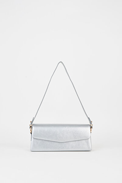 Vivaq Women's Gelincik Silver Textured Faux Leather Lined Snap Closure Handba...