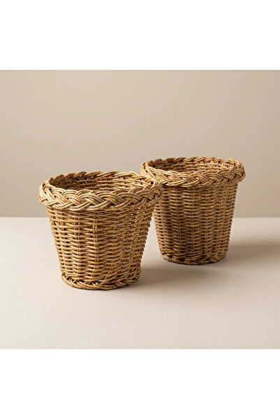 ELZEY HOME Rattan 2 li Saksı Sepeti 14-15 cm
