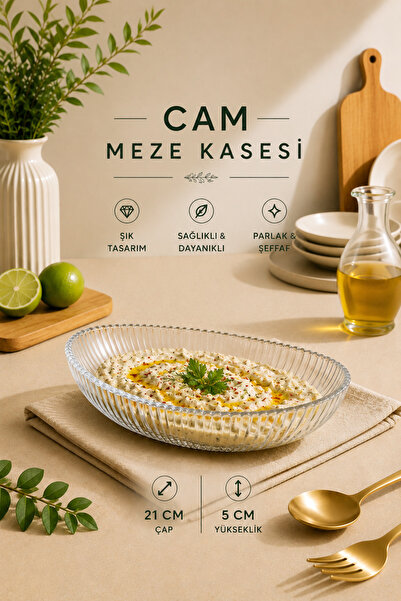 Tanemce Cam Çukur Kayık Sunum Tabağı Şeffaf Servis Tabağı Salata Meze Çerez T...