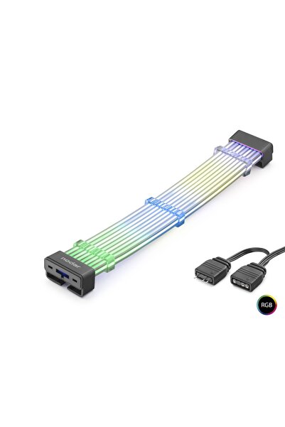 Kastore 2X8 Pin Argb Pcie Gpu Güç Uzatma Kablosu Bükülebilir 2 Mm 108 Led Siy...