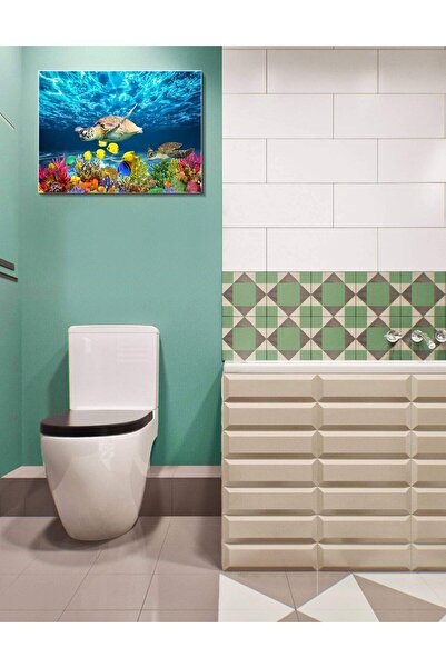 BPA Modern Sea Turtle Canvas Wall Art for Bathroom, Kitchen, Dining Room - Co...