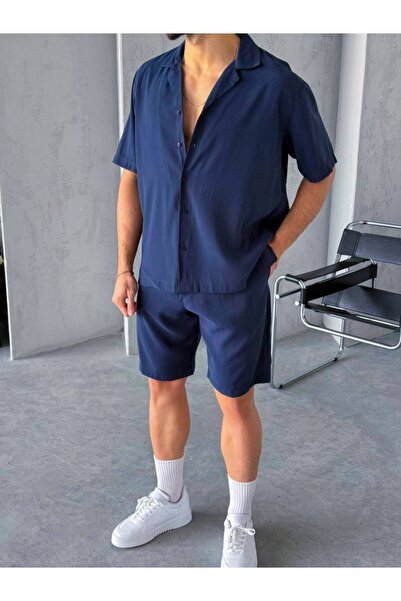 perasttesktil Men's Short Sleeve Apaş Collar Shirt