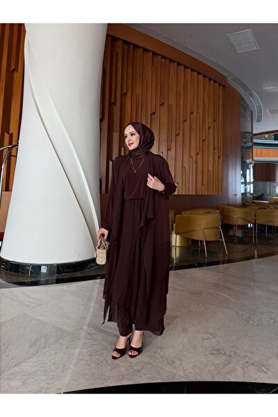 Sevanna Pers Şifon detaylı tunik & pantolon takım
