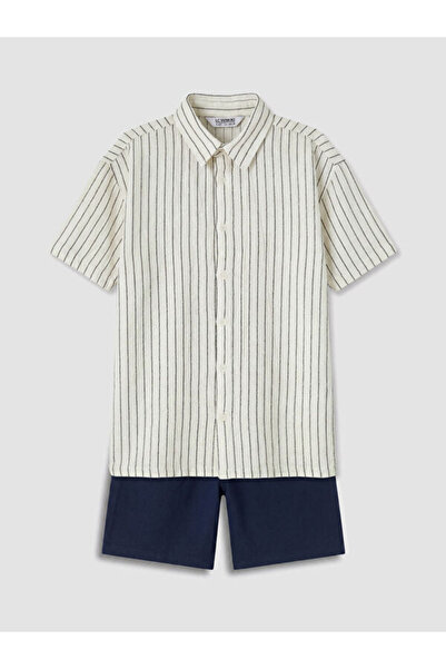 LC Waikiki Quality Pieces from Çelebi Store Striped Boys' Shirt and Shorts Set