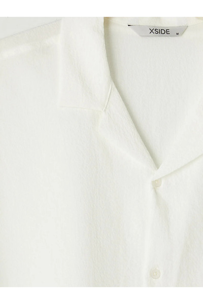 LC Waikiki Ecru Relax Fit Resort Collar Men's Shirt