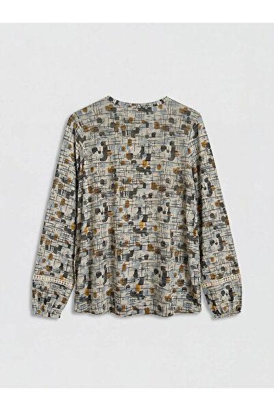 LC Waikiki Beige Crew Neck Patterned Blouse