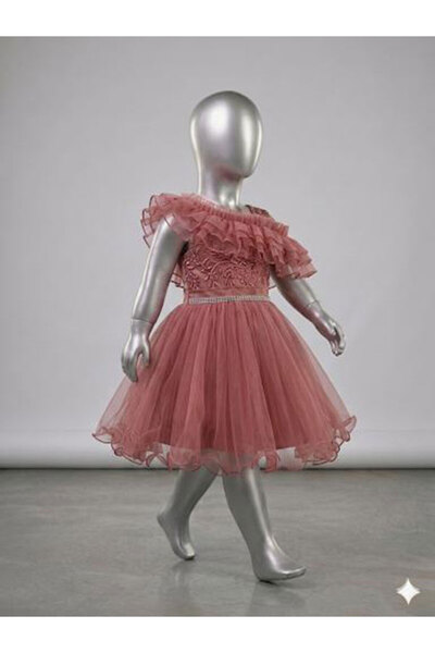 Asortix Girl's Layered Tulle Princess Wedding Dress Evening Gown with Bow on ...