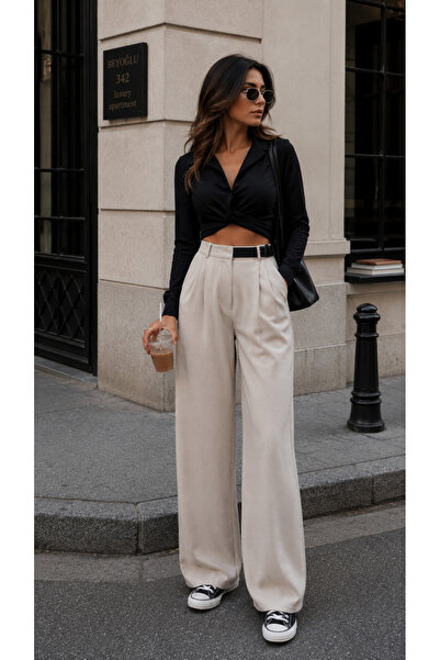 Get Crazy Women's Half-Waisted Palazzo Fabric Pants