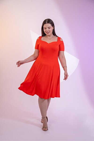 Roxxlen Women's Plus Size Strappy Shoulder Detail Dress