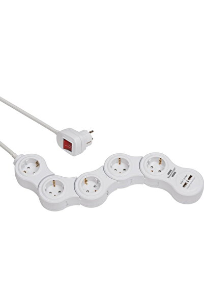 Brennenstuhl Prelungitor reglabil, 2xUSB 2100 mA, 5 prize, întrerupător, cabl...