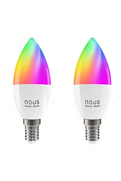 Nous Pachet de 2 becuri LED inteligente RGB P4, Wi-Fi, E14, 4.5W, 380 lm, con...