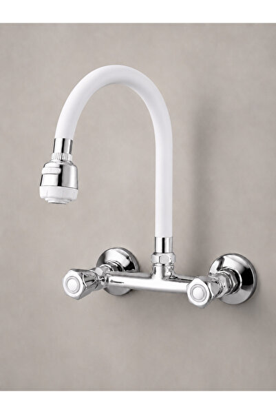 ELMİNA ARMATUR Movable Flexible Pipe Sink Faucet 2-Function Wall Mounted Kitc...