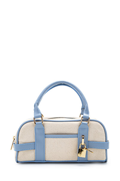 minebag Key Lock Charm Detailed Straw Women's Crossbody Bag Hamburg Blue