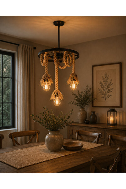 N.zone Rustic Rope Chandelier with Warm Lighting and Luxurious Design, 40X38 ...