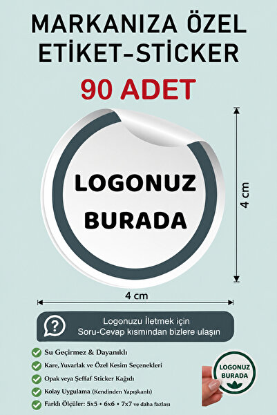 GSticker Kişiye Özel Firma Şirket Marka Butik Logo Sticker Paketleme Kargo Am...