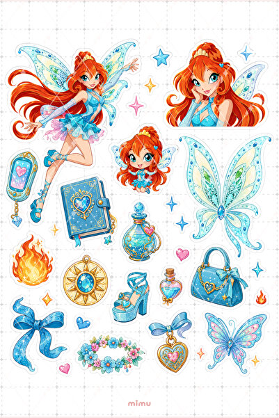 Mimu Art Studio Bloom Ateş Perisi Sticker Seti Winx Club Sihirli Kız Temalı 2...