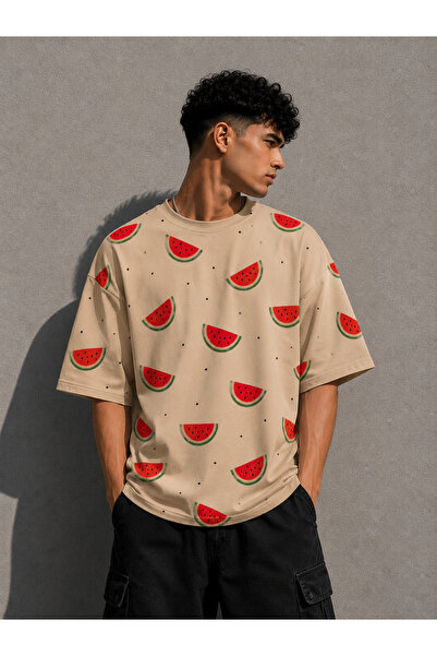 Nulivez Palestine Watermelon Patterned Oversize Unisex T-Shirt – Watermelon P...