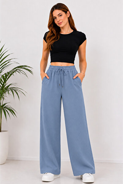 İDOL GİYİM Women's Gabardine Wide-Leg - High Waist Comfortable Fit Pants