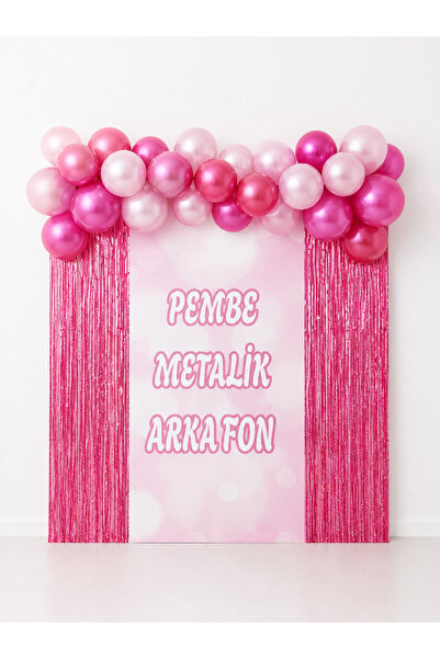 Alseva 2li Açık Pembe Kapı Duvar Parti Fon Arka Perde Işıltılı Doğum Günü Fot...