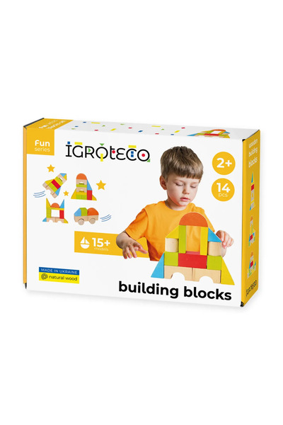 Igroteco Wooden building block set - Universal 14 pieces