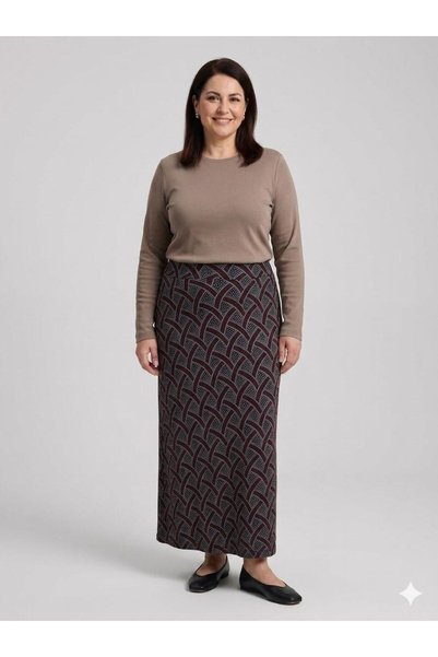 Orly More Plus Size Women's Cotton Skirt with Elastic Waist