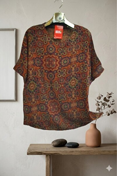 elma abone Plus Size Women's Viscose Kisakol Shirt Bluz