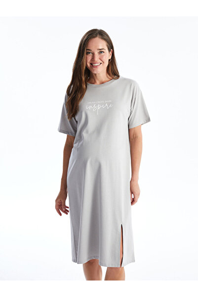 LC Waikiki Nevavm with Difference Oval Neckline Printed Short Sleeve Maternit...