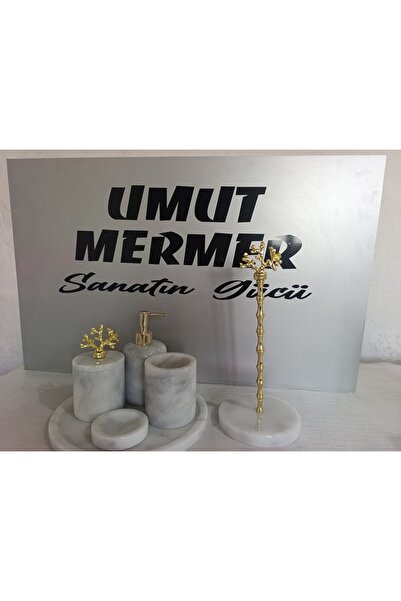 Home Mermer 6'lı beyaz banyo seti