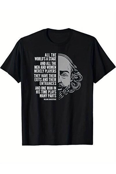yiou trendy clothing Men's William Shakespeare "Life is like a play" quote T-...