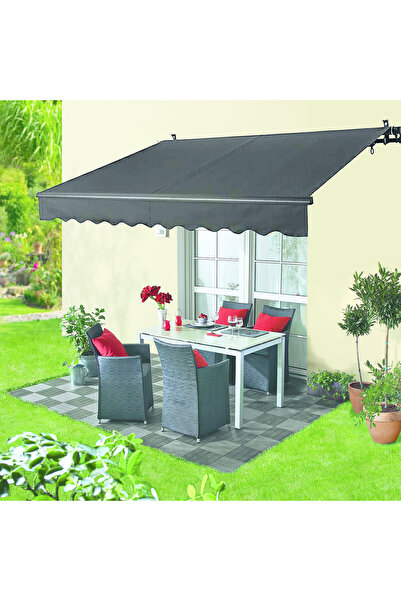 ENLIS 200x150 Antrasit Balkon Tentesi Polyester Güneşlik Bahçe Teras Tente