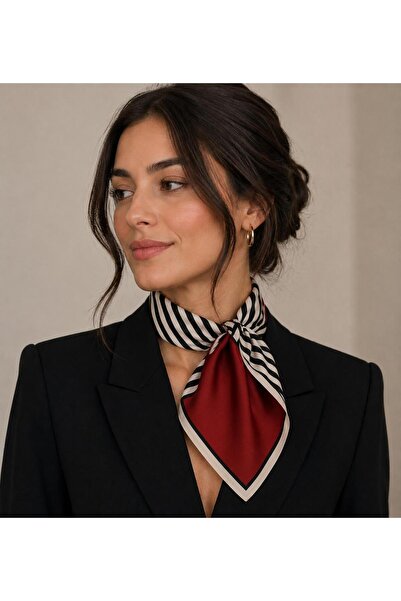 Lavinia Scarfs Red Strip Pattern 55X55 cm Bandana / Scarf