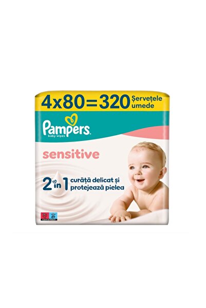 Pampers Sensitive Wet Wipes, 4 packs x 80 wipes, 320 pcs
