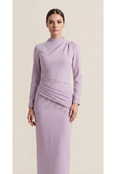 laween Long Sleeve Dress with Crystal Embroidery