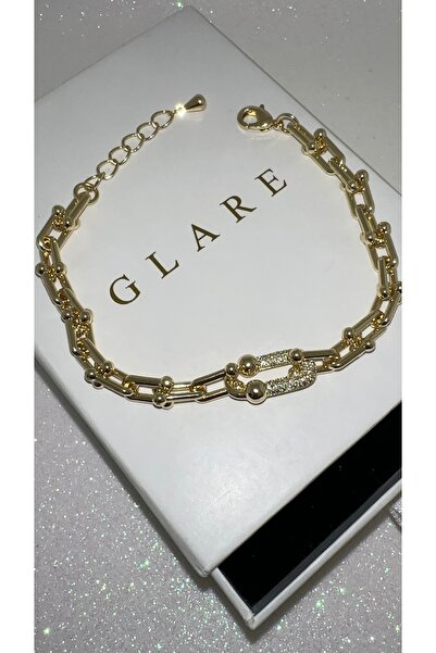 GLARE JEWELRY CO تيف. سوار من الفولاذ المقاوم للصدأ موديل أساسي مرصع بحجر الز...