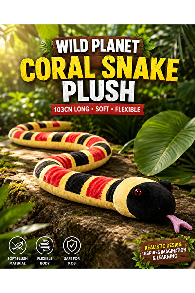 Wild Planet Coral Snake Plush 103cm Long Realistic Snake Stuffed Animal Soft ...