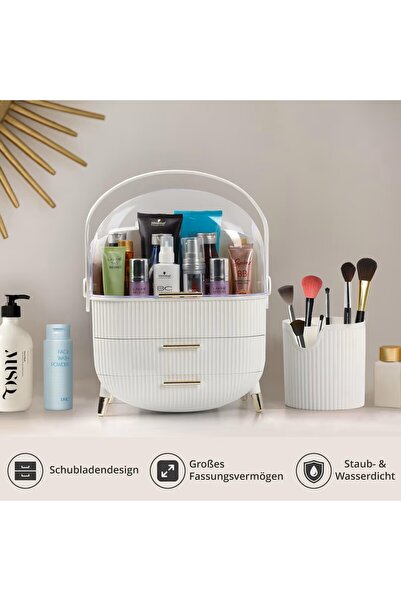 OEM Organizator de depozitare pentru machiaj alb Winter Shore cu borcan pentr...